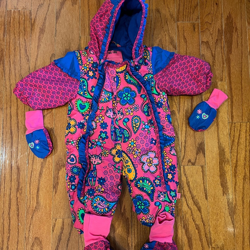Me Too Pink and Blue Patterned Kids Footie